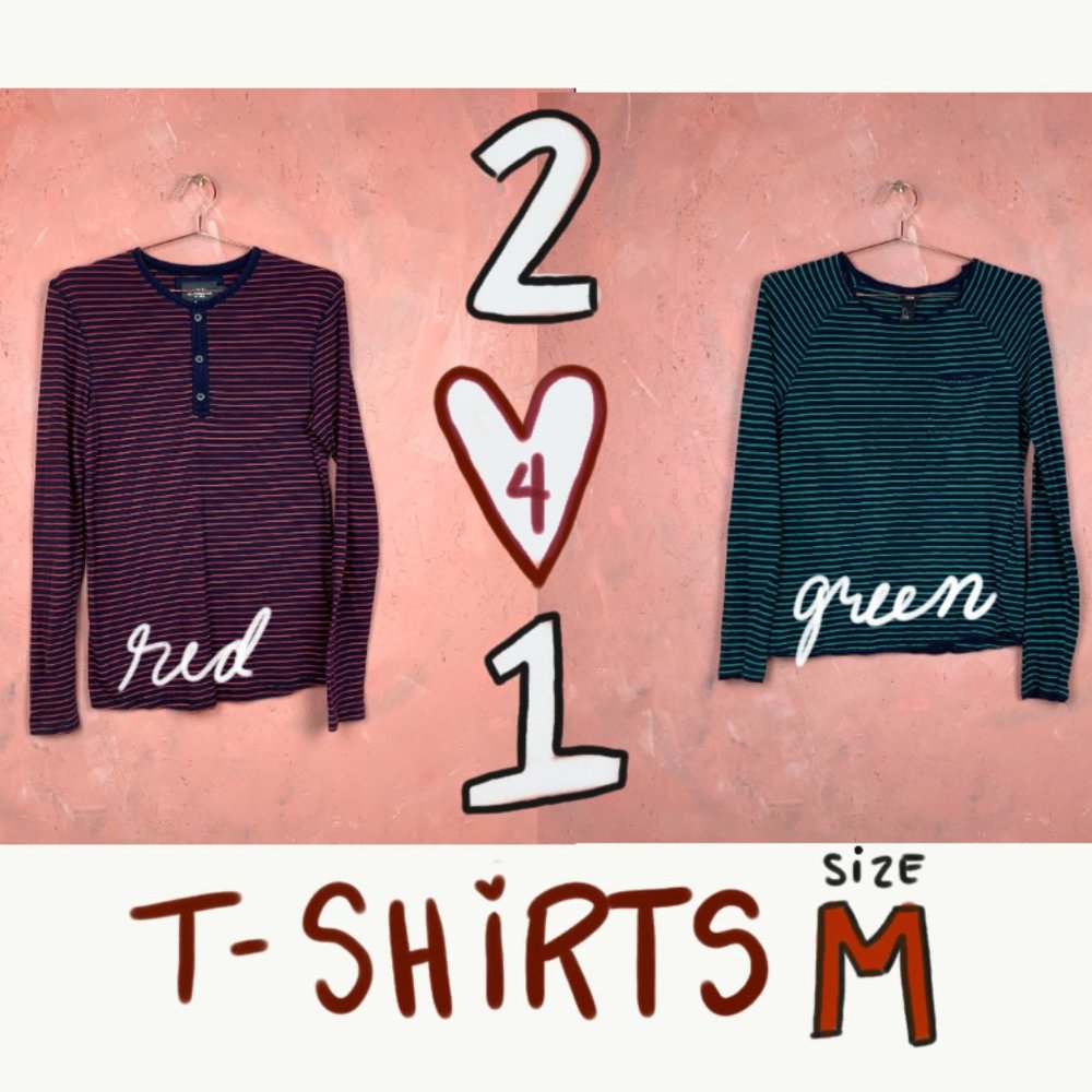 Pack of 2 Medium T-Shirts / Long Sleeve T-Shirts /  Medium Christmas T-Shirts /